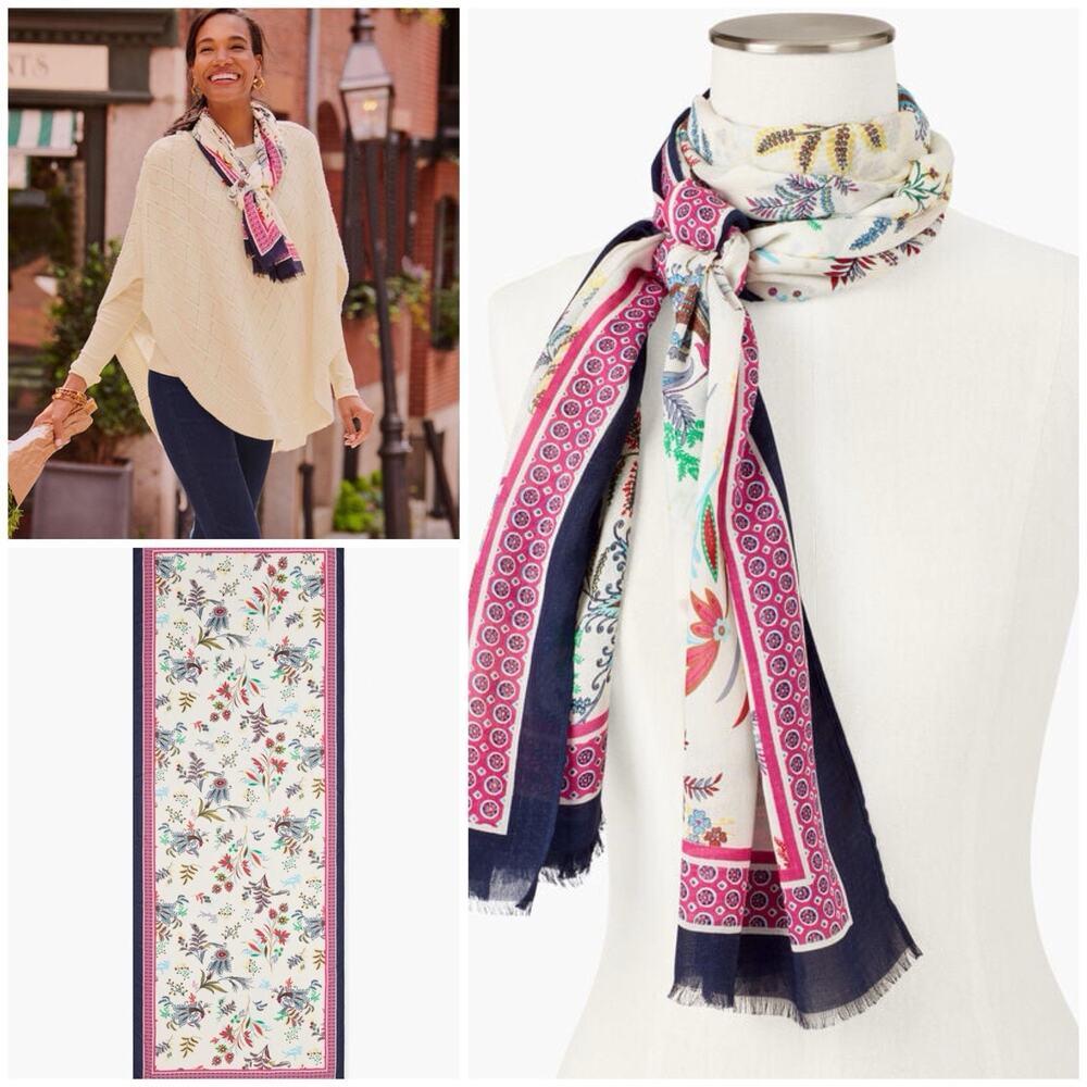 TALBOTS DANCING FLORAL MODAL OBLONG SCARF NWT $59
